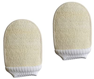 Ipetboom 2stücke Massagehandschuhe Für Dusche Luffahandschuhe Finger Peelinghandschuhe Aus Naturmaterial Badehandschuhe Zur Hornhautentfernung Schwammschrubber Für Bad Und Körperpeeling
