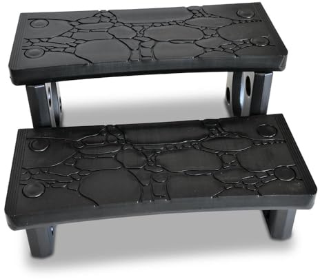 POOL Total Kunststoff Whirlpool Doppelstufe Schwarz - Rutschhemmende 2-Stufen-Treppe für sicheren Einstieg - 69x63x34 cm - 150 kg Belastbarkeit - Werkzeuglose Montage