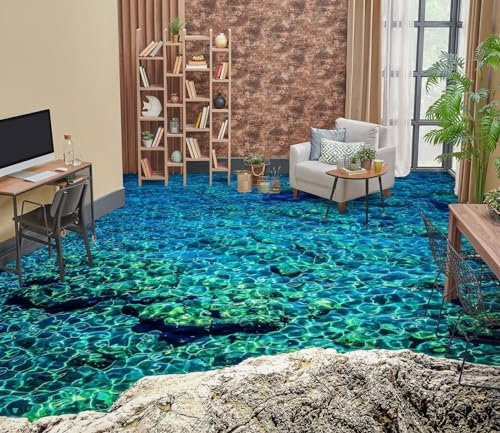 Benutzerdefinierte Boden Wasserdichte Stereo-Aufkleber 3D-Meeressteine 3D-Bodenfliesen Aufkleber Bodenbelag Tapete Wandbild PVC Wasserdicht selbstklebende Tapete Wohnkultur,430 * 300cm