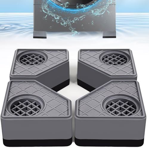 Anti-vibration pads for washing machine, stops the sliding of the washer dryer, prevents noise, vibration transmission, anti-vibration stabilizer support feet (height increase 3.8 cm)