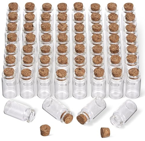 THE TWIDDLERS 120 Mini Glass Bottles, Small Spice Jars, Crafts, Wedding Favors, Shot Bottles with Cork Lids, Premium Glass 4cm