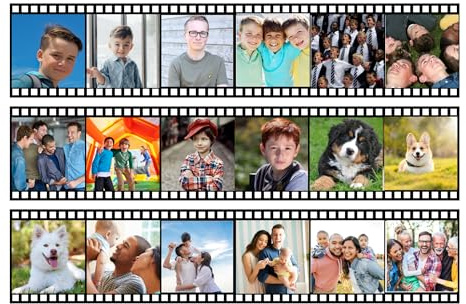 EDIBLE Your Own photos film Reel/negatives/cake topper/ribbon 18 photos - 9x 28 cm per strip - 3 strips