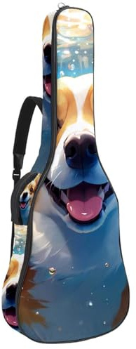Großer schöner Gitarrenkoffer, wasserdichte Gitarrentasche mit Schwamm-Schutzschicht, schöner Corgi schwimmt unter Wasser, Mehrfarbig Nr. 08, 42.9x16.9x4.7 in, Gitarrentasche