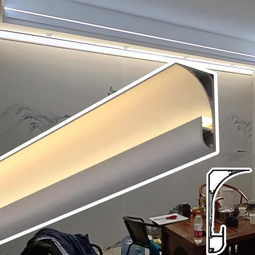 Elitix Led Profile Kitchen Led Light Flat Track Lighting Fixtures Ceiling, Led Light Strip Diffuser Channel Ceiling with Corner, Plaster In Track for Led Light Strips(White,Small)
