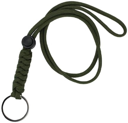 Cordón trenzado para llavero, collar de correa de paracaídas resistente, cordón de identificación portátil para actividades al aire libre para llaves, tarjetas, silbato, llavero