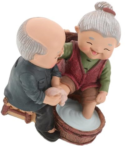 Warmhm Statuette in Resina Di Nonni Decorazioni Scultoree Di Statuette Per Decorazioni Di Torte Nuziali Per Anniversari Anziani Ornamento Dei Nonni