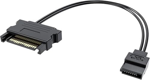 AYMBH 15-Pin Male SATA to 6-Pin Slimline Power Adapter Cable, 17cm, Durable Sleeved Design for DVD, Blu-ray, HDD, SSD – Easy Plug-and-Play Connection for ATX Power Supply