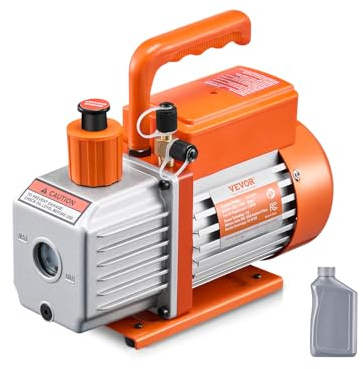 VEVOR Pompa per Vuoto 3,5 CFM, Pompa per Vuoto a Palette Rotanti Monostadio HVAC per Sistemi Kit Pompa per Vuoto AC per Auto con Contenitore per Olio per Manutenzione Aria Condizionata da Veicoli