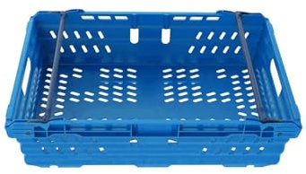 DURBO 5x 30L Supermarket Food Crate, Ventilated Food Grade Basket, Bale Arm Crate for Food Storage and Transportation 600x400x170mm (BLUE)