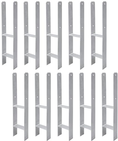 Gimisgu H-Pfostenanker 10 Stück H-anker Pfostenträger Bodenanker für Pfosten H-Pfostenschuh für Zaun und Gewächshaus Pfosten Vierkantholzpfosten(81x600mm)