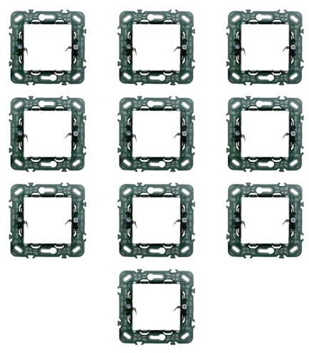 CONFEZIONE DA 10 SUPPORTI A 2 MODULI, PER CASSETTA SCATOLA TONDA 502, PER PLACCA A 2 POSTI, COMPATIBILE CON VIMAR PLANA, SERIE STARLIGHT, SERIE CIVILE, MASCHERINA