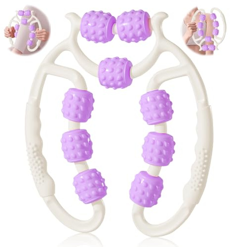 Yanghad Masseur Anti Cellulite 3D - Rouleau de Massage Musculaire pour Jambes et Muscles (Blanc + Violet)