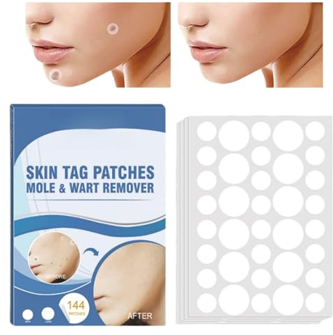 144PCS W-Art Removal Patches,Natural Skin Ta-g Patches,Skin T-ag Remover Sticker Patch,Wa-rt Removal Plasters Pads,M/ole Remover Treatment Pa-tches,Remover P-atches,MOL/e Remover Treatment Patc-hes
