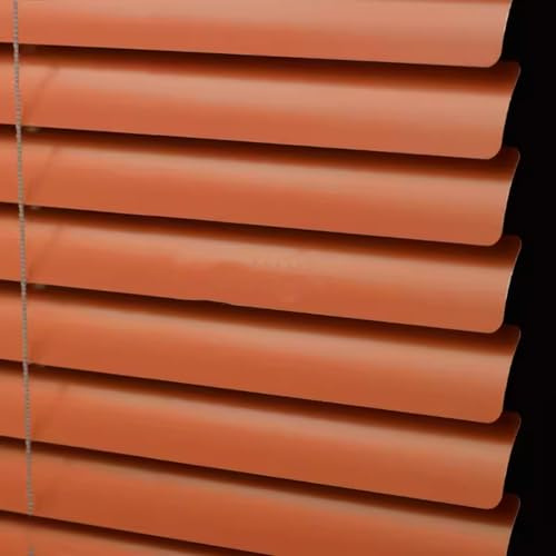 Orange Aluminium Metal Venetian Blinds Slat Home Office Blind Thin Slats Kitchen Blinds Blackout Shutters Child Safe Home, Customisable (55×90cm)