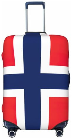 Bkdogkt Modische Kofferhülle mit norwegischer Flagge, personalisierter Gepäckschutz für Reisen und Business, Schwarz, Medium