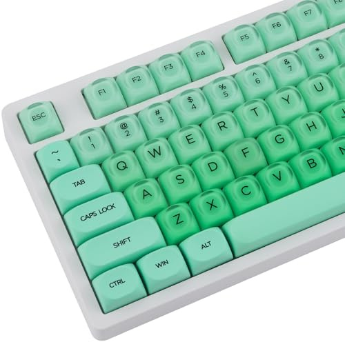 Crystal Jelly PBT Keycaps - 132 Keys HOA Profile Double Shot Keycap Green Translucent Liquid Foundation Keycaps for Cherry MX Switch Mechanical Keyboards