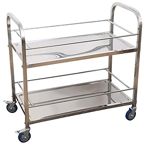 Metal Garden Trolley Cart - Portable Rolling Kitchen Island & Wine Bar - Versatile Food & Coffee Service Trolley for Home, Bathroom, Lunch, Drinks
