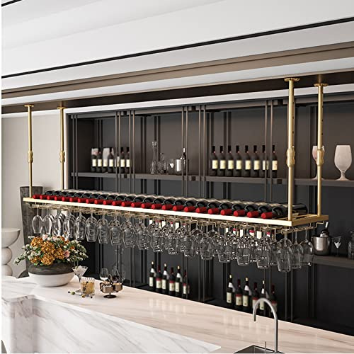 Portabicchieri da soffitto e portabottiglie, organizer da appendere per cucina, bar, ristorante, scolapiatti per bicchieri di vino, salvaspazio, design montato a soffitto