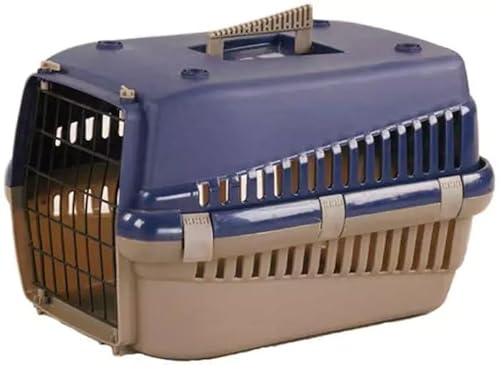 HAPPET Katzen Transportbox Oggy M Blau 54x38x33 cm – Stabile Katzentransportbox aus robustem Kunststoff mit Metalltür & Belüftung, sichere Tiertransportbox für Katzen, kleine Hunde & mittelgroße Hunde