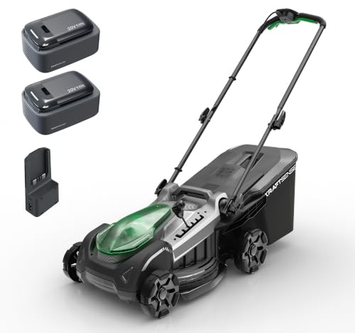 40V Akku-Rasenmäher mit Radantrieb, 43 cm Schnittbreite, bürstenloser Motor, Rasenmäher mit Akku inkl. 2X 5,0 Ah Akkus & Ladegerät, 2-in-1 Mulchmäher & Fangen, für mittelgroße Gärten