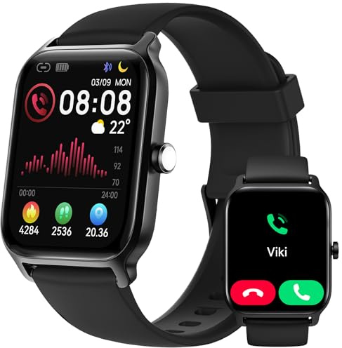 Montre Connectée Homme Femme pour Samsung,iPhone,Android,1.81 Montre Connectée Femme avec Appel Bluetooth,Voix de l'IA,Alexa intégrée,Smartwatch Moniteur de SpO2,Sommeil,Podometre,Calories,IP68-Noir