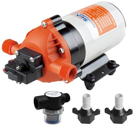SEAFLO 12V 1.6 GPM 100 PSI 34 Series Water Pressure Diaphragm Pump | Continuous Duty, Built-In Pressure Switch, Self-Priming, and 4-Year Warranty