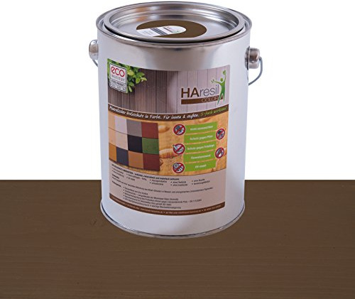 Bio Holzschutz farbig Nussbraun Holzschutzlasur HAresil Color 2kg Eimer Wetterschutzfarbe Dauerschutzfarbe matt Holzwurmfrei,Pilzbekämpfung für Innen und Außen (Nussbraun)