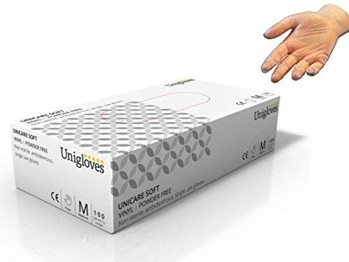 Unigloves Powder Free SOFT VINYL Gloves - 2 Boxes - Medium