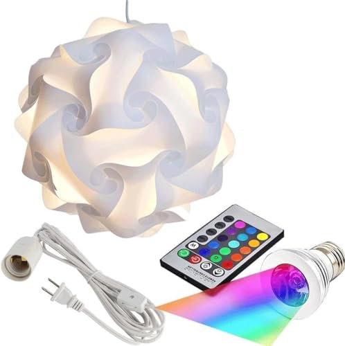 Puzzle lumières avec cordon de lampe Kits, Self DIY assemblé puzzle lumières Mordem Abat-jour IQ lampe Nuances M Taille (Home Decor Light) (Blanc)
