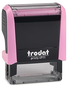 STEMPEL-FABRIK Trodat Printy 4911 Namensstempel 38x14 mm, 4 Zeilen, Pink | der Trodat Standard-Selbstfärber mit Wunschtext – für Name & Kurzadresse, austauschbares Stempelkissen