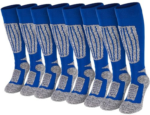 Herren Skisocken | Skistrümpfe | Sportsocken | Ski Funktionssocken | Sport Socken - 4 Paar Blau - 43/46