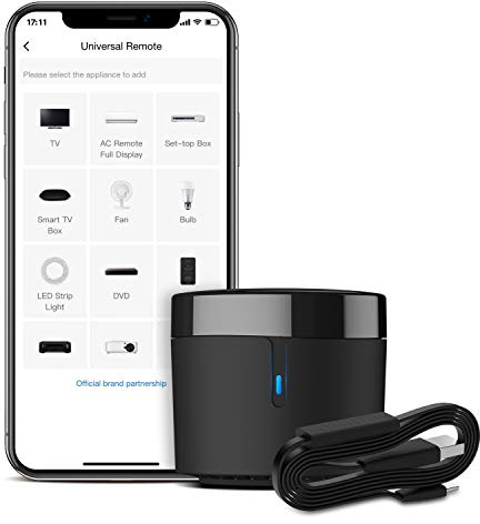 BroadLink RM4 mini smart fjärrkontroll och sensorkabel set RM4 mini S, universell IR-fjärrkontrollnav med temperaturfuktighetsmätare USB-kabel, kompatibel med Alexa, Google Home, IFTTT