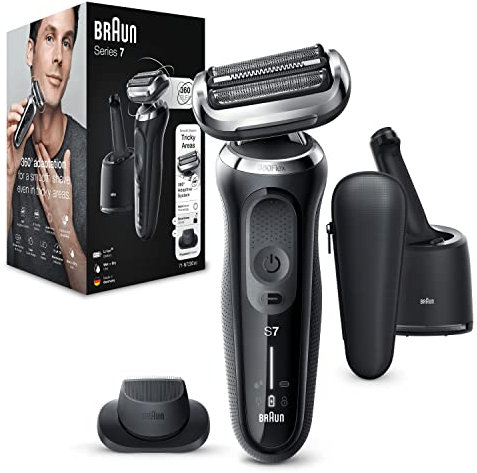 Braun Series 7 Electric Shaver for Men with Precision Trimmer & SmartCare Center, Cordless Foil Razor, Wet & Dry, 100% Waterproof, UK 2 Pin Plug, 70-N7200cc, Black Razor