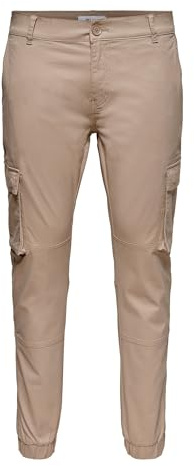 Only & Sons Pantalones Cargo para Hombre, Beige, 28W x 30L