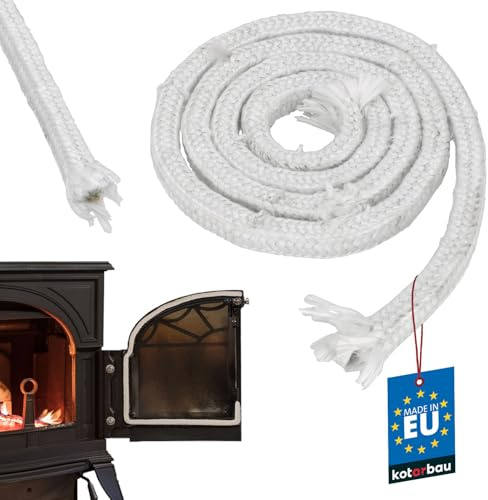 KOTARBAU® Cinta de Sellado para hornos, chimeneas y Estufas, 20 x 20mm - 2m, Tira de Fibra de Vidrio, Cuerda Resistente al Calor, Junta de Puerta, Burlete Aislante ignífugo