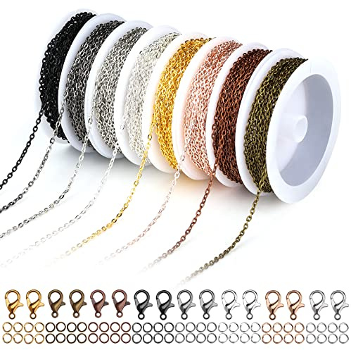 LUTER 2 mm, 8 Farben, 24 m, Schmuck-Ketten, mit offenen Sprungringen, Karabinerverschlüssen, für Bastelarbeiten, Schmuckzubehör