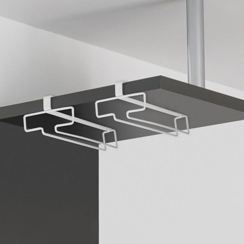 QWORK® 2 Stück weingläser halter, Weinglashalter, kein Bohren, Metall, für Bar Küche, weiß