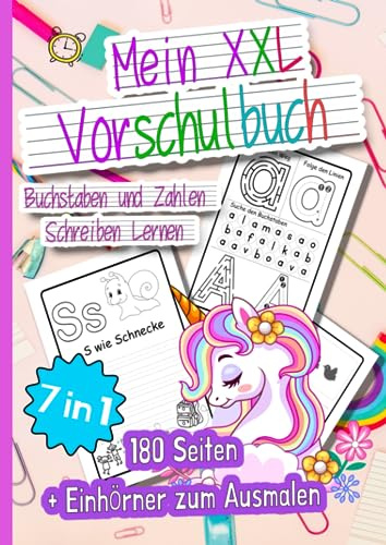 XXL Vorschulbuch Mädchen: Schwungübungen, Buchstaben und Zahlen Schreiben Lernen Ab 4 Jahren, Erste Buchstaben und Zahlen Schreiben Lernen und Üben - ... Kinder Ab 4 Jahren - Spielend einfach lernen