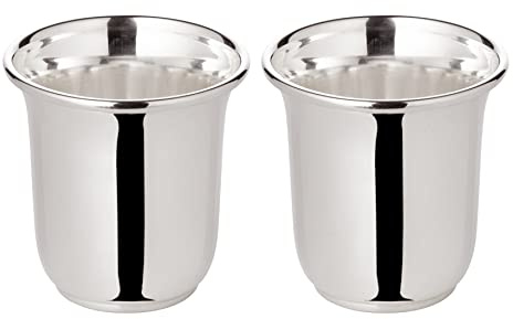 EDZARD 2er Set Schnapsbecher Cuno (Höhe 5 cm, 4 cl), schwerversilbert | Handarbeit, Becher silber, Silberbecher für Schnaps, Likör, Obstler, Ouzo, Partydeko, Barzubehör, Geschenkidee