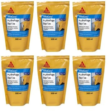SIKA Lot de 6 hydrofuges de Masse pour béton et mortier SikaCem Hydrofuge Liquide - 500ml