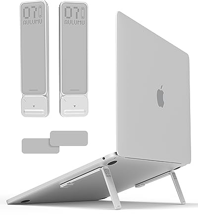 Aulumu G07 Pop-Up Jambe Support, Portable Refroidissement Support Ordinateur Portable, Élévateur Ergonomique PC Portable pour Bureau pour MacBook Tous Les Portables, Tablettes, 8-20'', Argent