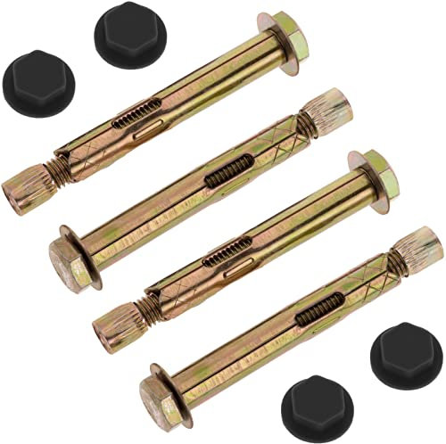 PrimeMatik - Pack de 4 Tacos metálicos de expansión con Tornillo 10x85mm con tapón Negro