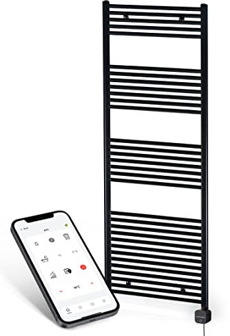 anapont Scaldasalviette elettrico da bagno, 1475 x 600, timer regolabile tramite app, scaldasalviette con timer, prodotto in Germania