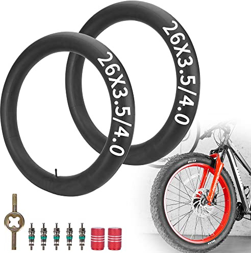RUTU 2er-Pack 26 x 4 Fat Tire Tube, 26 x 3.5/4.0 Fahrradschlauch | mit 32 mm Schrader-Ventil und Installationszubehör – passend für Ebike/Mountainbike – Premium Heavy Butyl Innenschlauch
