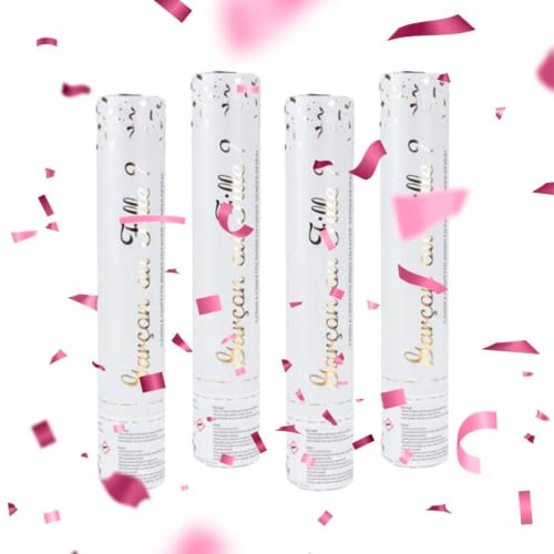 SPARKLERS CLUB® Canon à Confettis Gender Reveal Rose (30 cm) – Juego de 4 lanzadores de confeti Baby Shower 24/48H