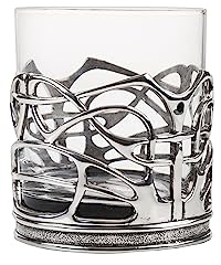 A E Williams Verre à whisky avec motif à pois émaillés en étain | Verres en cristal avec fond épais | Verre à vin, cocktail, bourbon | Cadeau unique pour homme anniversaire