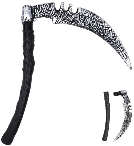 Ctxtqtdt Falce Halloween 35cm, Falce Morte Staccabile, Armi Halloween, Falce di Plastica Riutilizzabile per Halloween Carnevale Cosplay Costume Accessorio