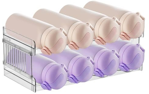 Portabottiglie Plastica Impilabile Organizzatore Bottiglie Frigorifero Scaffale Porta Bottiglie Acqua per 8 Bottiglie Portabottiglie Vino per Cucina