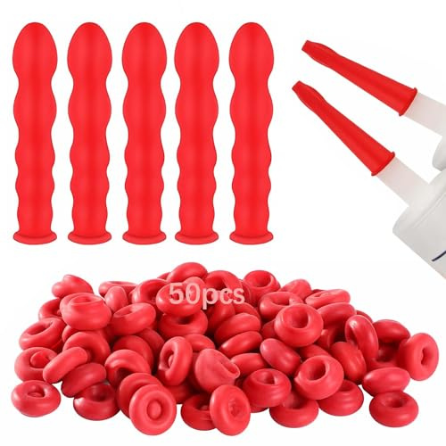 ZFKXGS 50 Pezzi Copertura Ugelli Sigillanti in Silicone Tappi Sigillanti per Calafataggio Caulk Caps Coperture Accessori, Ugelli di Ricambio in Silicone per Sigillare e Conservare Open Caulking Tube