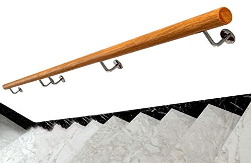Holz Handlauf für Treppen im Innen, Rutschfestes Treppengeländer Handläufe Geländer Set 100cm 120cm 180cm 250cm 300cm 450cm Länge, Wandhandlauf mit stabilen Haltern Endkappen (Size : 30cm)
